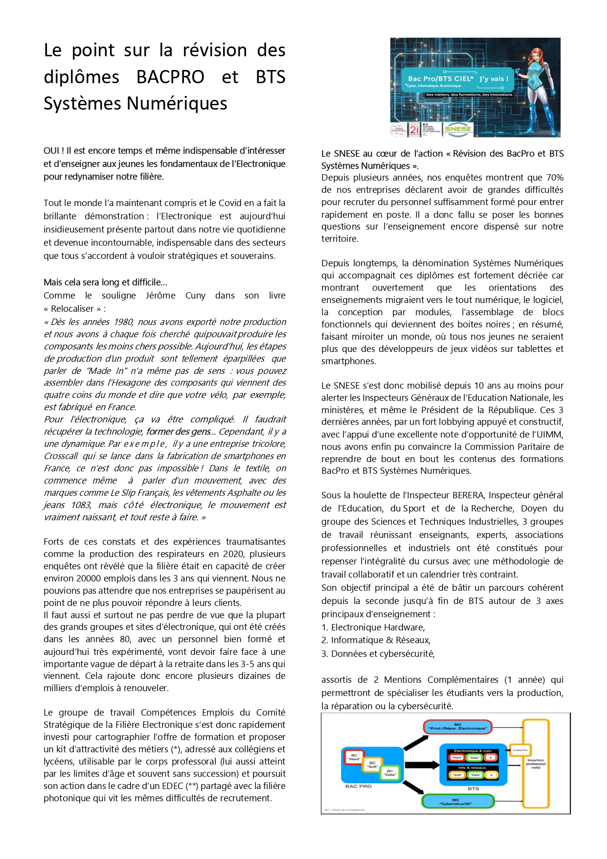 Révision des diplômes BACPRO et BTS Systèmes numériques 2023